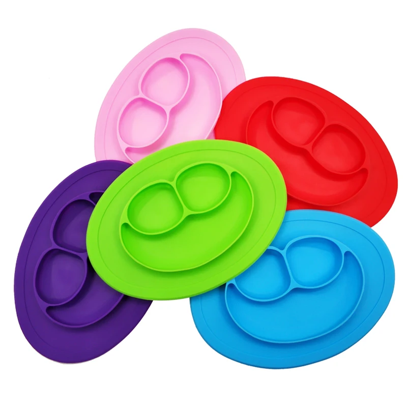 

Children Feeding Bowl 1Pc Baby Silicone Dining Plate BPA Free Healthy Lovely Smile Face Lunch Tableware Toddle Kids Solid Dishes