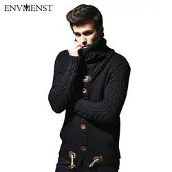 ENV Для мужчин ST 2017 кардиган Для мужчин S Осень зимний свитер Повседневное Модные свободные твердых толщиной акриловые черная водолазка Для