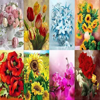 

5D DIY Full Drill Square Diamond Painting Flower Cross Stitch Mosaic Kits