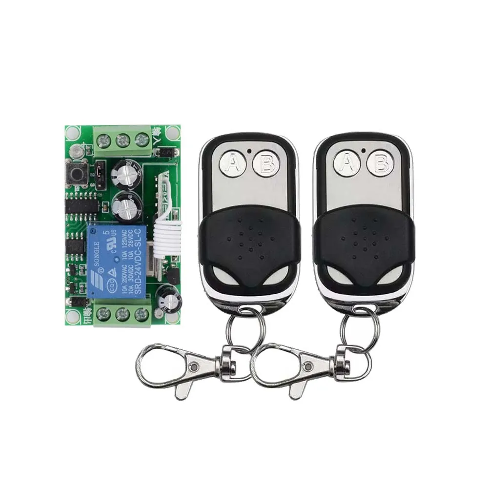 

Radio Wireless Remote Control Switch 1CH 24V DC 433/315 Learning Code Remote Switch 2 Transmitter Receiver 10A Relay A-ON B-OFF