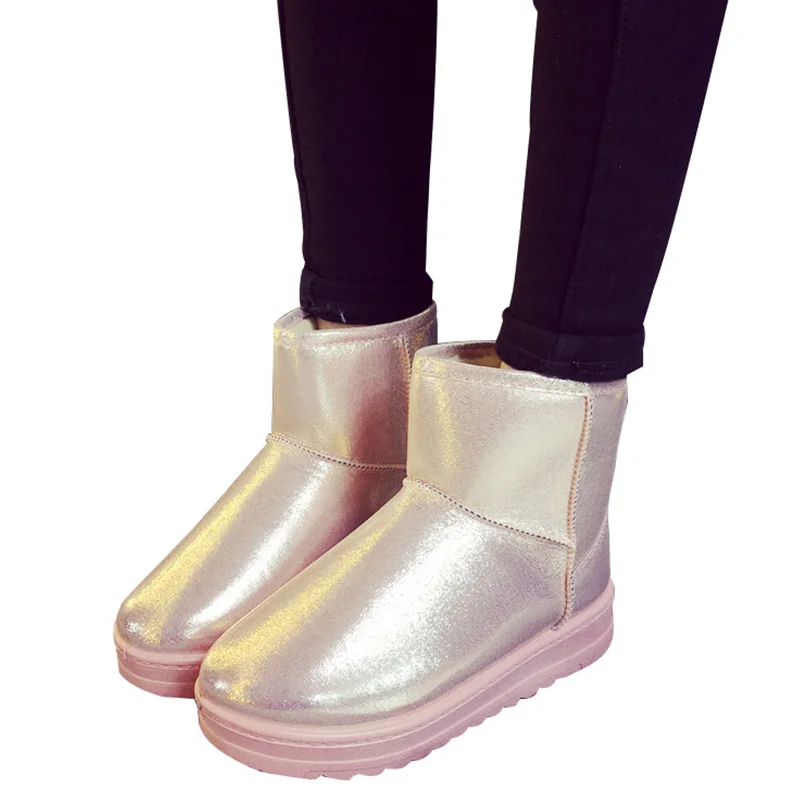 Зимние водонепроницаемые ботинки; женские теплые плюшевые ботильоны на платформе; школьная обувь из искусственной кожи на плоской подошве для девочек; однотонные ботинки