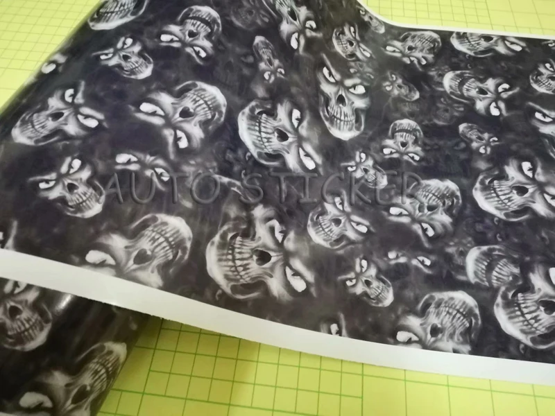 black white skull camo vinyl car wraps sticker bomb film 22