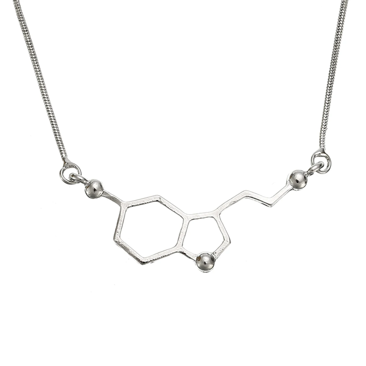 Charming Geometric Pendant Necklace Shellhard Unique Serotonin Molecule Chemistry Long Choker Necklaces For Unisex Jewelry