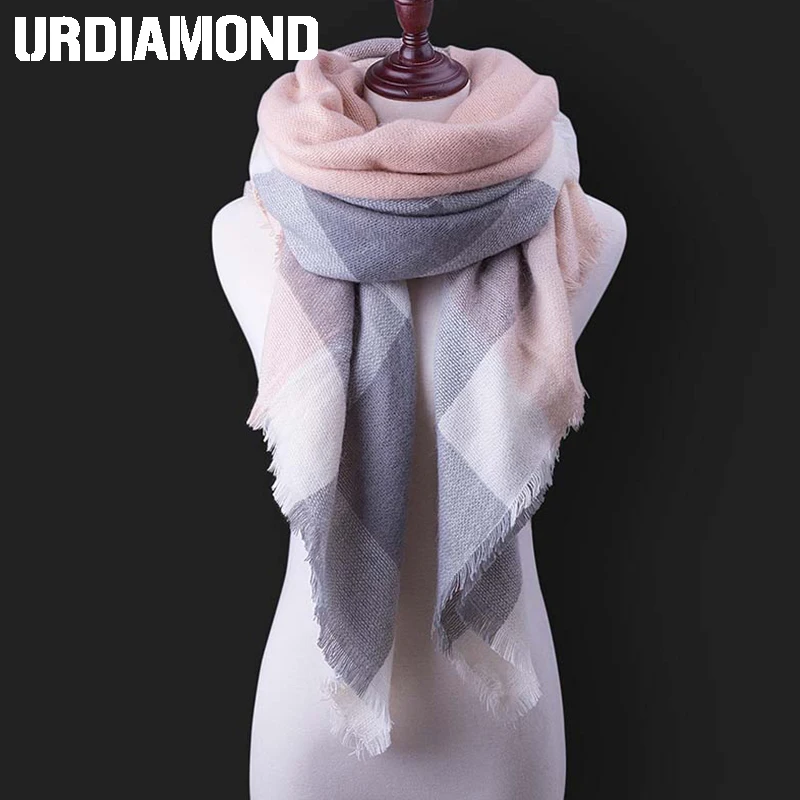 

Winter Scarf For Women Fashion Scarf Cashmere Warm Plaid Pashmina Luxury Brand Blanket Wraps Female Scarves Shawls Dropshipping