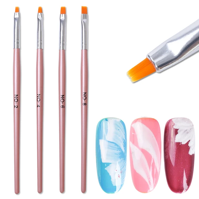 Aliexpress 4pcs Uv Gel Extension Nail Brush Drawing 4pcs Uv Gel Extension Nail Brush Drawing Painting Designs Flat Top Pen Builder Petal Flower Diy