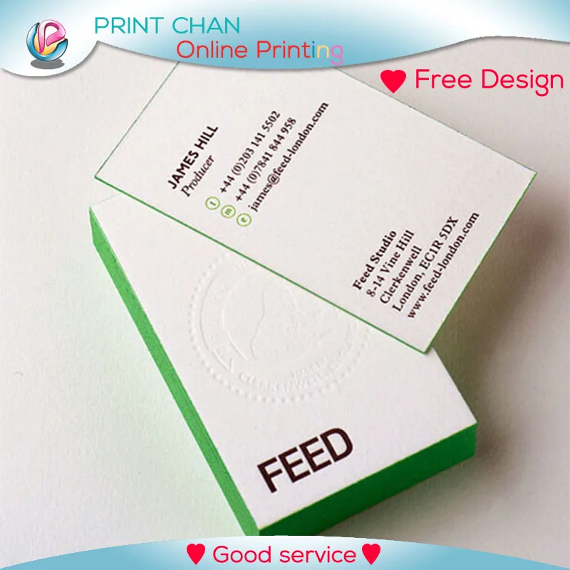 

200pcs/lot Custom Business Card Color Edged Letterpressed Paper Card Double Side Print Free Shipping DHL