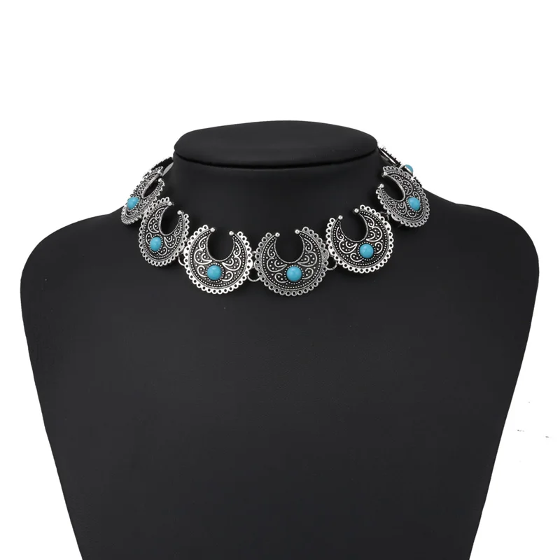 Seblasy массивные ювелирные украшения в этническом стиле винтажные богемные бусы Луна ожерелья и подвески ПАНК Ожерелья из сплава для женщин аксессуары - Окраска металла: Silver Color