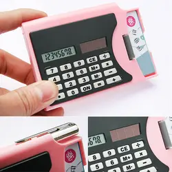 Ультра-тонкий творческий три в одном бизнес-держатель для карт с ручкой солнечный калькулятор для бизнес студент канцелярские калькулятор