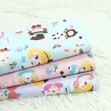 Половина ярда тонкий хлопок ткань Мультфильм милая девушка печати ручной работы DIY одежды платье Детская одежда B132