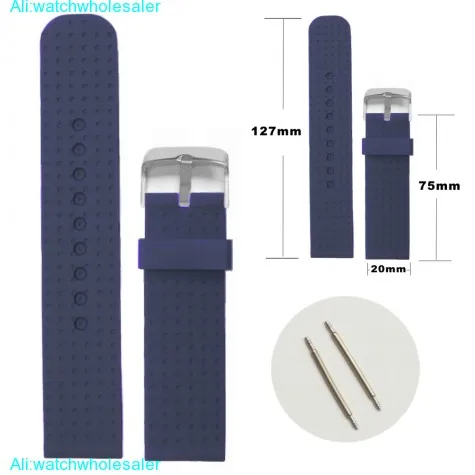 20mm Navy Blue Color Silicone Jelly Rubber Unisex Watch Band Straps WB1053T20JB