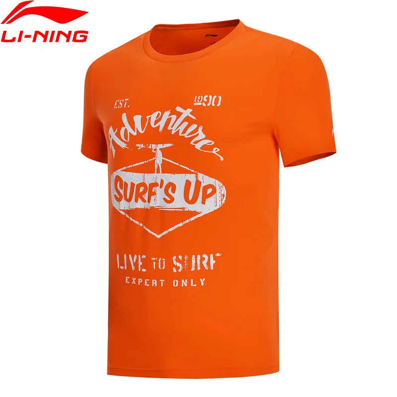 Li-Ning Мужская Уличная серия футболка дышащая 91% хлопок 9% спандекс подкладка удобная спортивная футболка AHSN215 CAMJ18