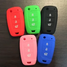 AUTEWODE Silicone key case cover cap hood for Hyundai solaris Santa Fe Tucson Verna i35 i40 Genesiscar accessoriesn colorful