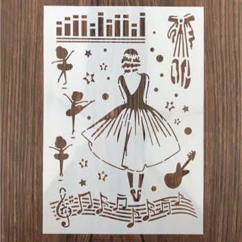 

1PC Musical ballet girl Shaped Reusable Stencil Airbrush Painting Art DIY Home Decor Scrap booking Album Crafts