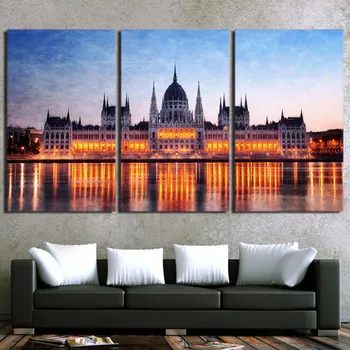 

Prints Canvas Pictures Wall Art 3 Pieces Budapest Parliament Paintings European Palace Poster For Living Room Decor Framework