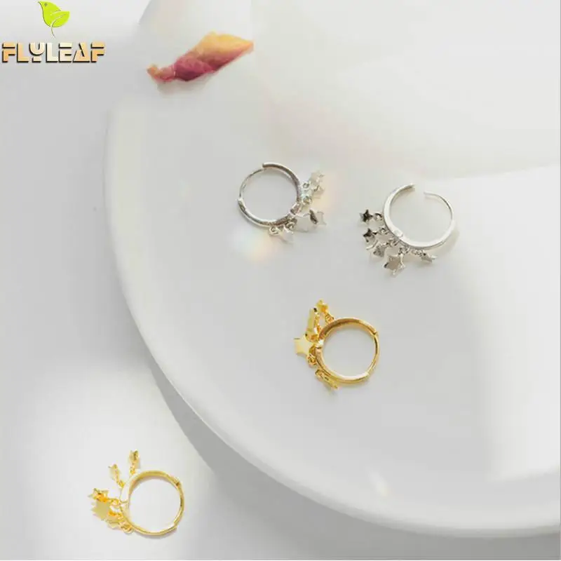 

Flyleaf Hot Real 925 Sterling Silver Refinement Pentagram Drop Earrings Jewelry Earrings For Women Dangle Earrings