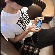 Весна, новинка, круглый вырез, короткий рукав, с буквенным принтом, Женская Повседневная белая футболка