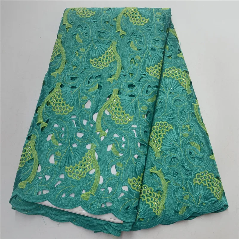 

African Tea Green Cotton Lace Fabric High Quality Lace Fabric Swiss Voile With Stones Swiss Voile Lace In Switzerland PSA306-2