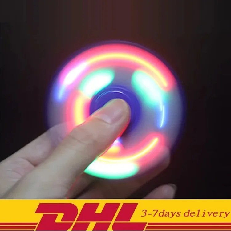 

100pcs/lot NEW LED Light DHL Fidget Spinner Finger ABS Plastic EDC Luminous Tri Hand Spinner Fast Shipping Relief Stress toys