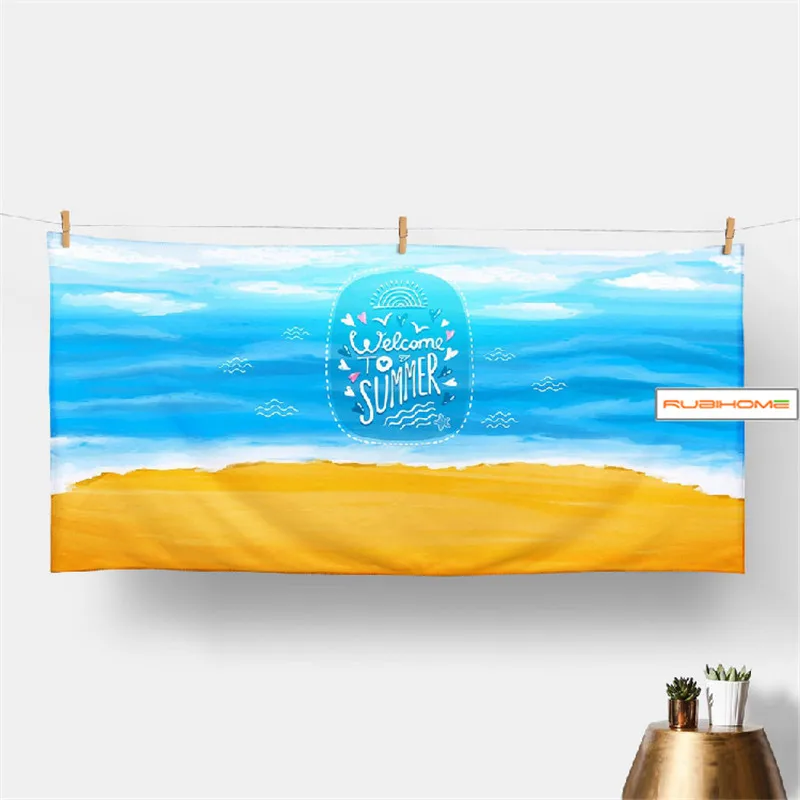 1 piece Lovely Cartoon Sea Beach Polyester Bath Towel For Adults Women Children Rectangle 70X150 cm In Bathroom Factory Direct