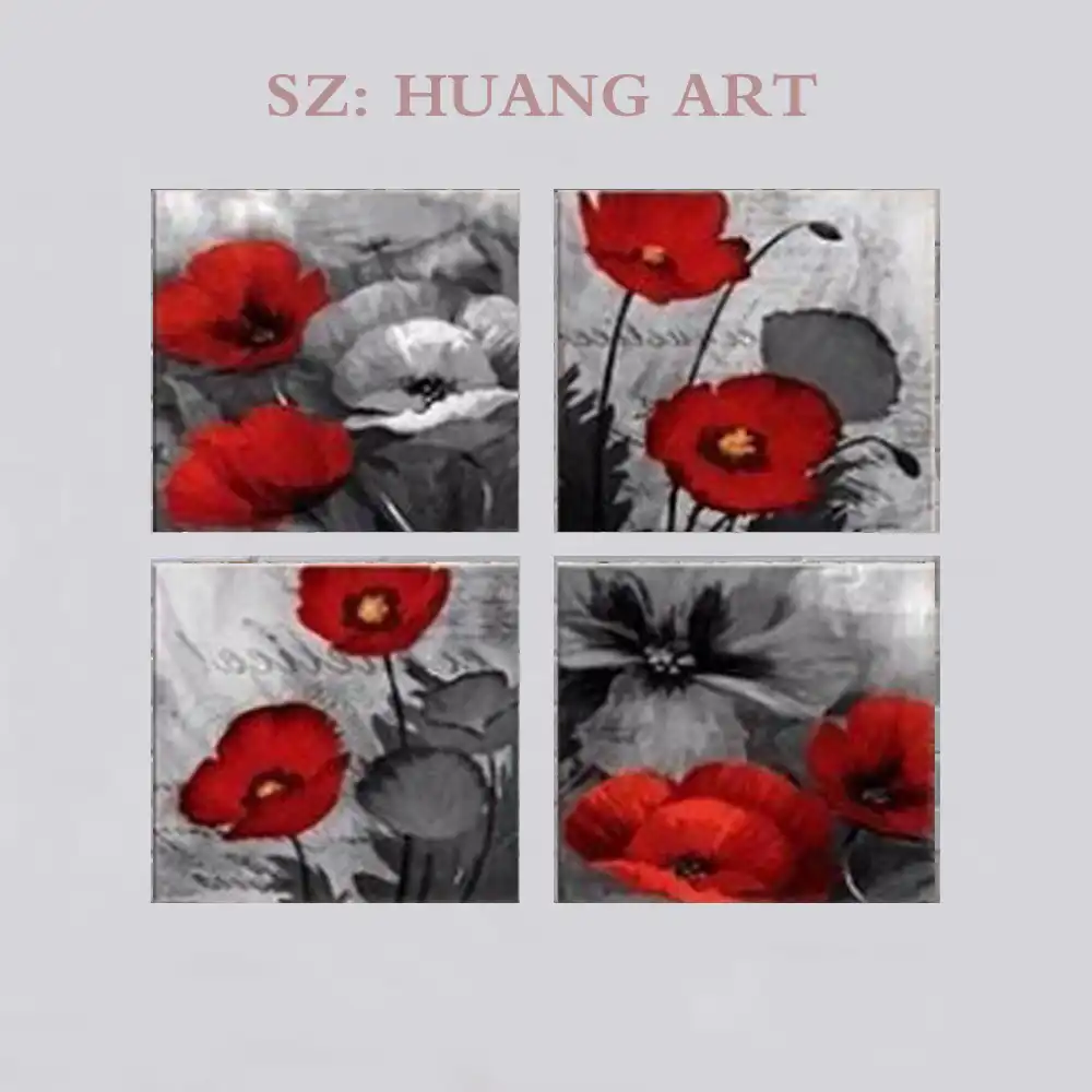 Grandes Murales Pared Roja Arte Elegante Rojo Amapola Arte Floral