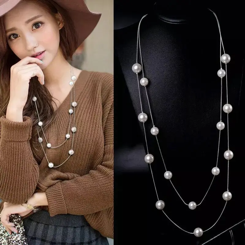 Lemon Value Fashion Charm Statement Maxi Pendants Gold Color Imitation Pearl Long Necklaces Women Wedding Jewelry Collier ZA440 | Украшения