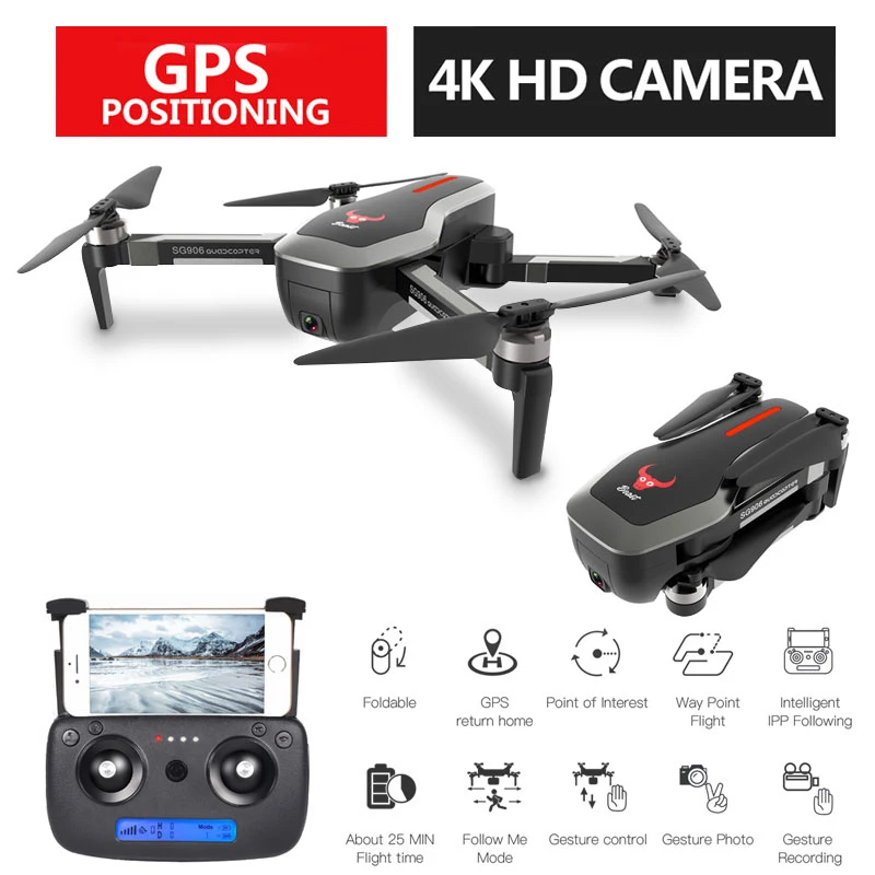 Профессиональный складной Дрон SG906 GPS с камерой 4K Wi Fi FPV широкий угол оптический