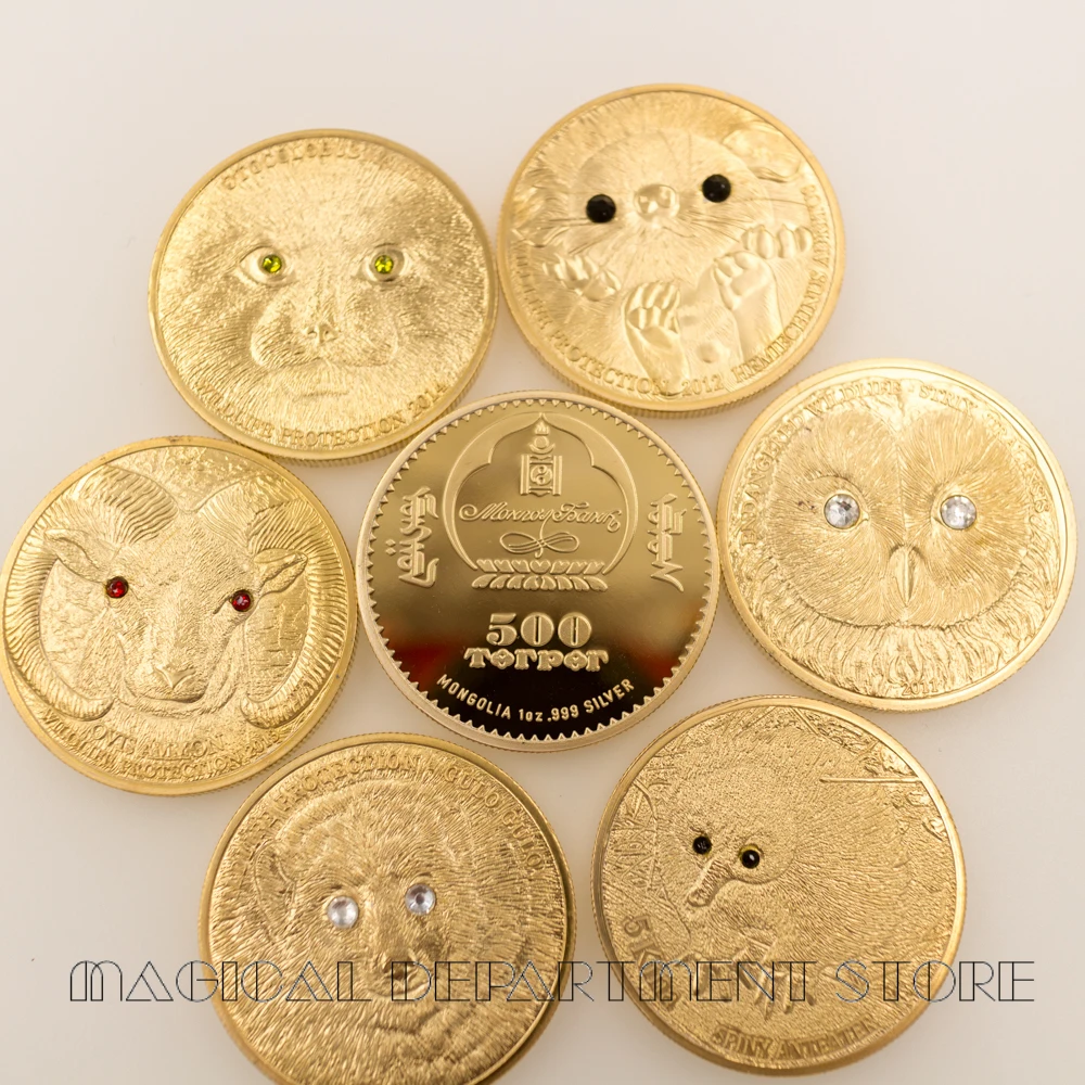 

2K Gold Coin Unique Metal Coin Russian Design Cute Animal Coins Metal Crafts with Plastic Case for Home Decor and Collection