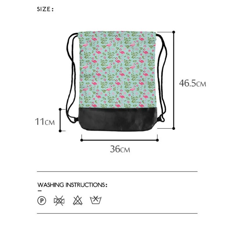 3D Печать Цветок Фламинго красочные Drawstring сумки для путешествий Повседневное рюкзаки Для женщин Мода Повседневное милый мешки Drawstring