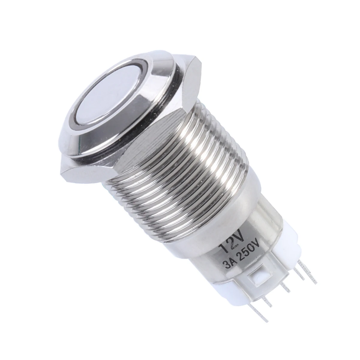16mm Stainless Steel Momentary Push Button Switch with White LED