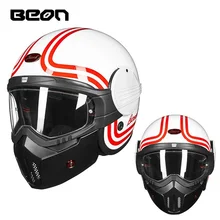 1шт 3/4 открытый шлем для скутера винтажный точечный съемный модульный защитная маска для лица очки мотоциклетный шлем