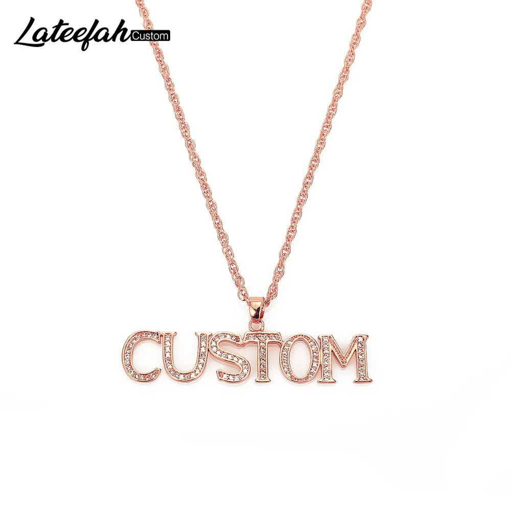 Custom Crystal Pendant Necklace for Women Stone Chain Zirconia Necklaces Women Personality Name Necklace