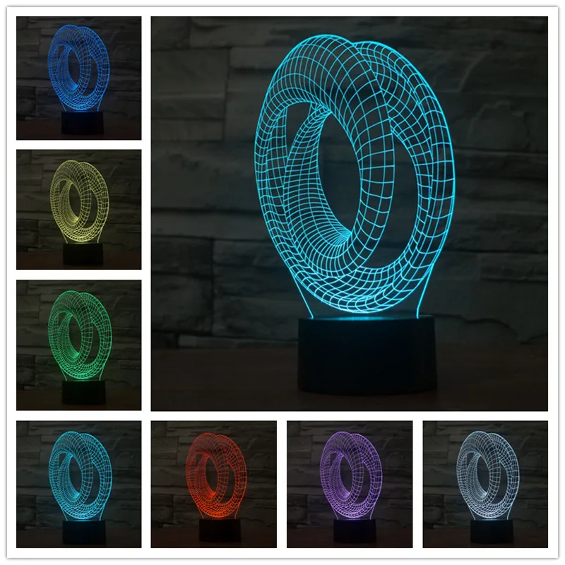 Colorful abstract acrylic LED stereo and light touch switch 3 d Basket Led Enfant Night Light For Children Table Lamp | Лампы и