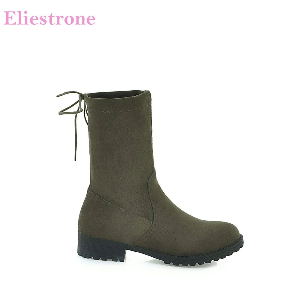 

Brand New Winter Glamour Army Green Black Women Snow Boots Anti Slip OL Lady Shoes Chunky Heels AC23 Plus Big Size 10 43