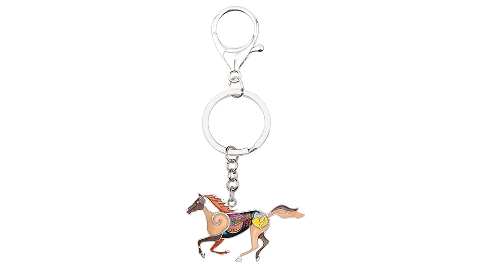 Bonsny массивный металлический элегантный брелок для ключей с бегущей лошадкой, кольца, модные ювелирные изделия из сплава в виде животных для женщин, девушек, сумки, автомобильные подвески