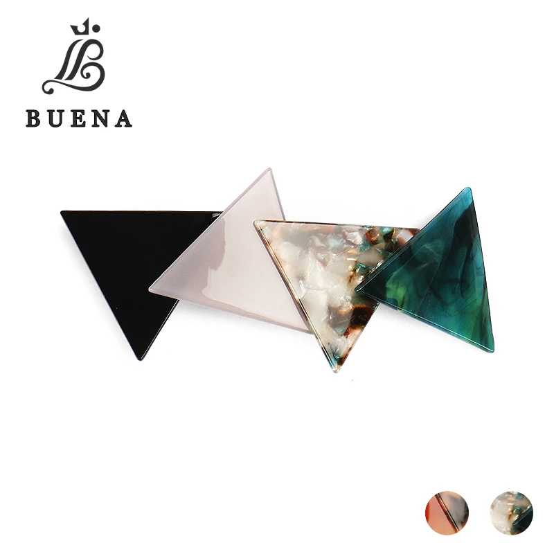 

Buena Women Girls Stitching Hair Clip Acetate Triangle Delicate Hairpin Barrettes Jewelry Hair Decorations Accessories NG044