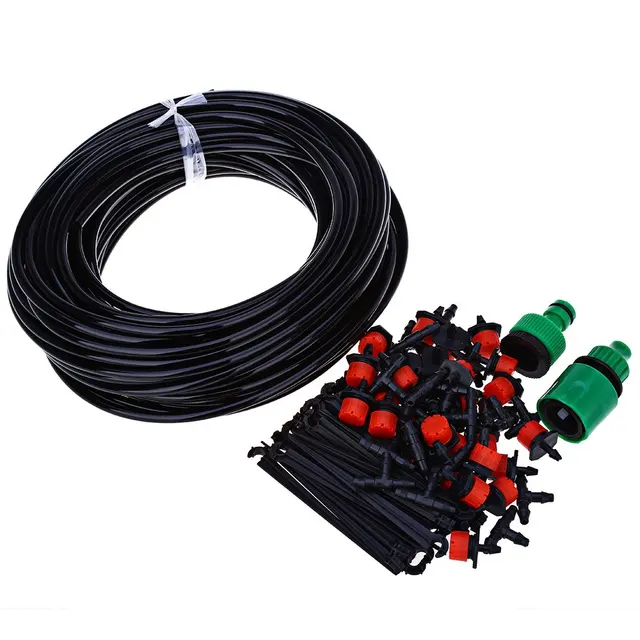 25m DIY Micro Drip Irrigation System Plant Self Automatic Watering Timer Garden Hose Kits With Adjustable Dripper