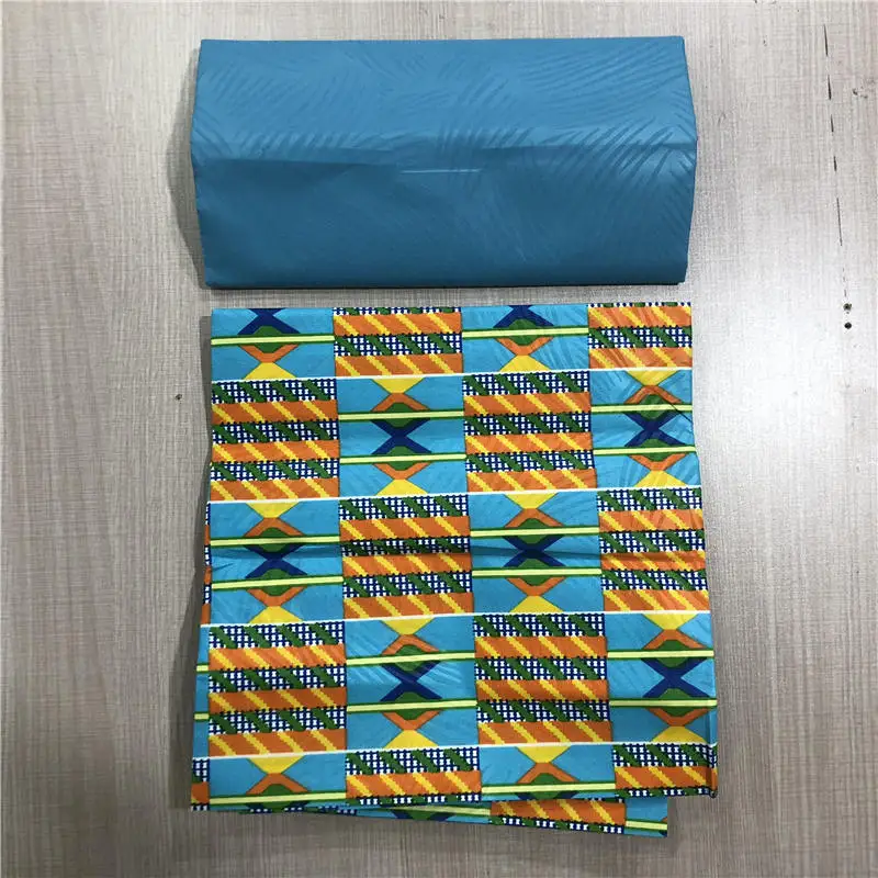 Yellow african kente prints wax fabric polyester sewing fabric wax style design african prints polyester 4 yards AW30