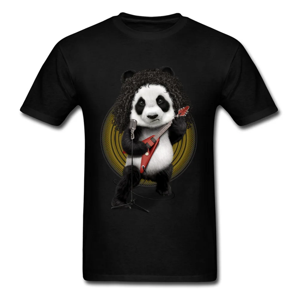 PANDA ROCKER 2017 крутые топы с графикой для студентов рубашки круглым вырезом на День