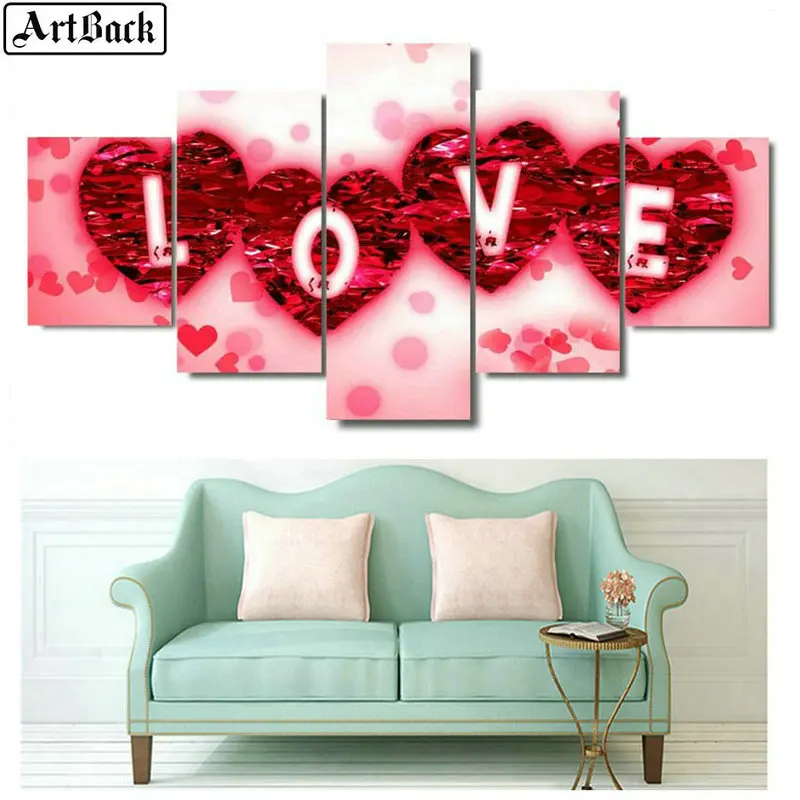 ARTBACK 5 spell diamond painting &quotLOVE&quot icon full square drill love pattern Алмазная мозаика 3d