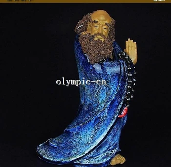 

14''chinese ceramic pottery Painting handcraft carved monk buddha Bodhidharma