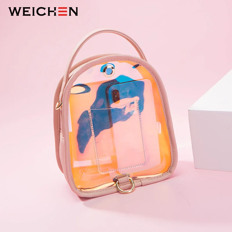 WEICHEN de láser brillo las mujeres Mochila bolso de PVC y cuero de la PU Mochila bolso de hombro pequeño damas marca Mochila Mujer