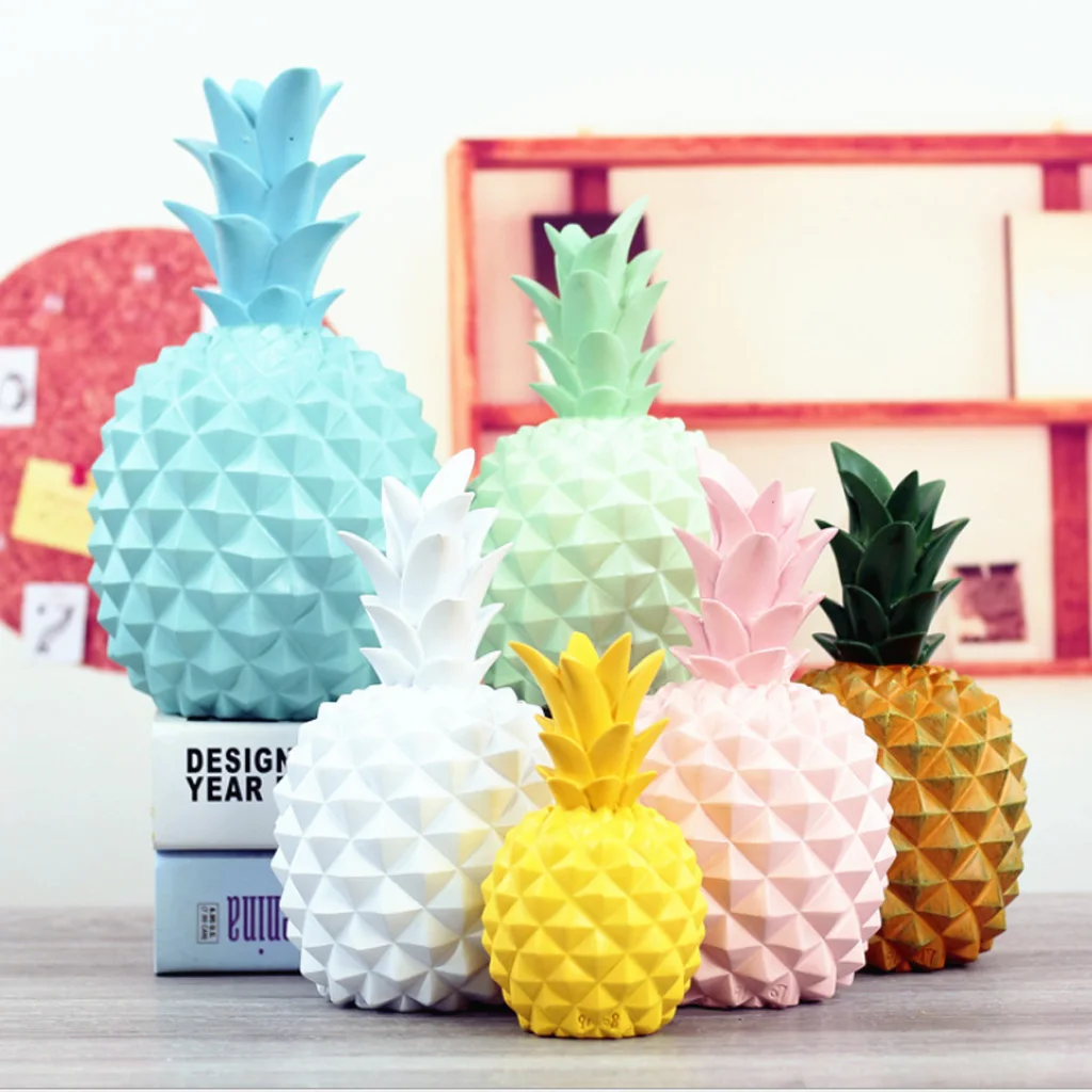

Candy Color Nordic Style Resin Pineapple Piggy Bank Money Banks Coins Cans Boxes Craft Ornaments for Home Decor Multi Color
