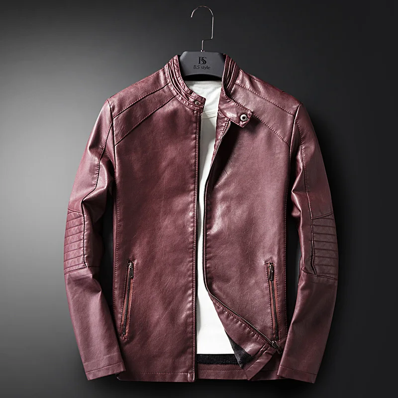 Кожаная куртка для мужчин Мода Стенд воротник пилот овчины пальто мужской мотоцикл кожаные куртки Jaqueta De Couro брендовая одежда