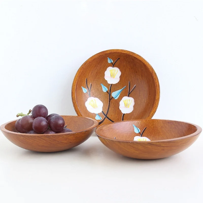 

Creative Decorative Wooden Rustic Fruit Storage Plate Candy Trinket Dish Jewelry Fruit Serving Tray for Home Display Decor
