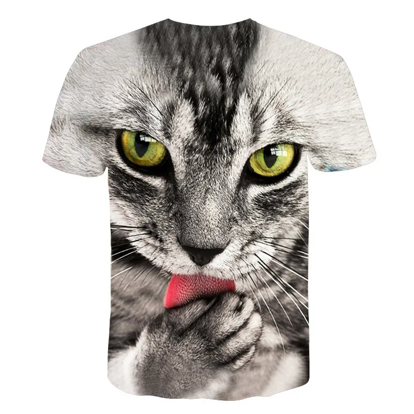 Женская футболка с рисунком ночной кошки, короткий рукав, топ, 3d, Harajuku, футболки, топ размера плюс, футболка с животными, женская футболка, Прямая поставка M-5x