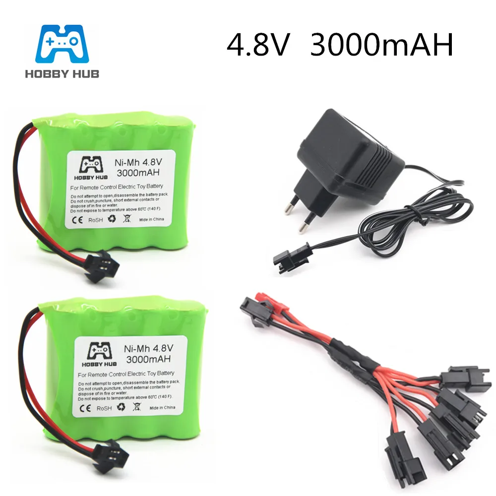 

Аккумулятор Ni-MH Hobby 4,8 В, 3000 мАч, 2400 мАч, с зарядным устройством для игрушек с дистанционным управлением, освещение, электрическая батарея