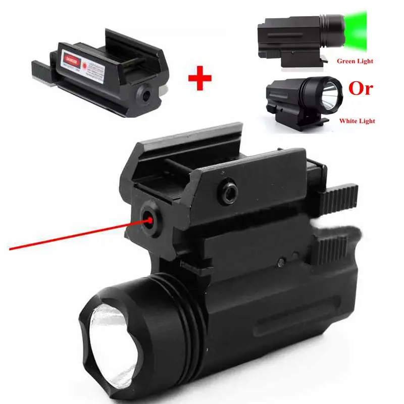

X100 LED Flashlight + Tactical Mini Red Laser Sight 2 In 1 Combo Glock Gun Light Hunting Optics Equipment For 20mm Rail