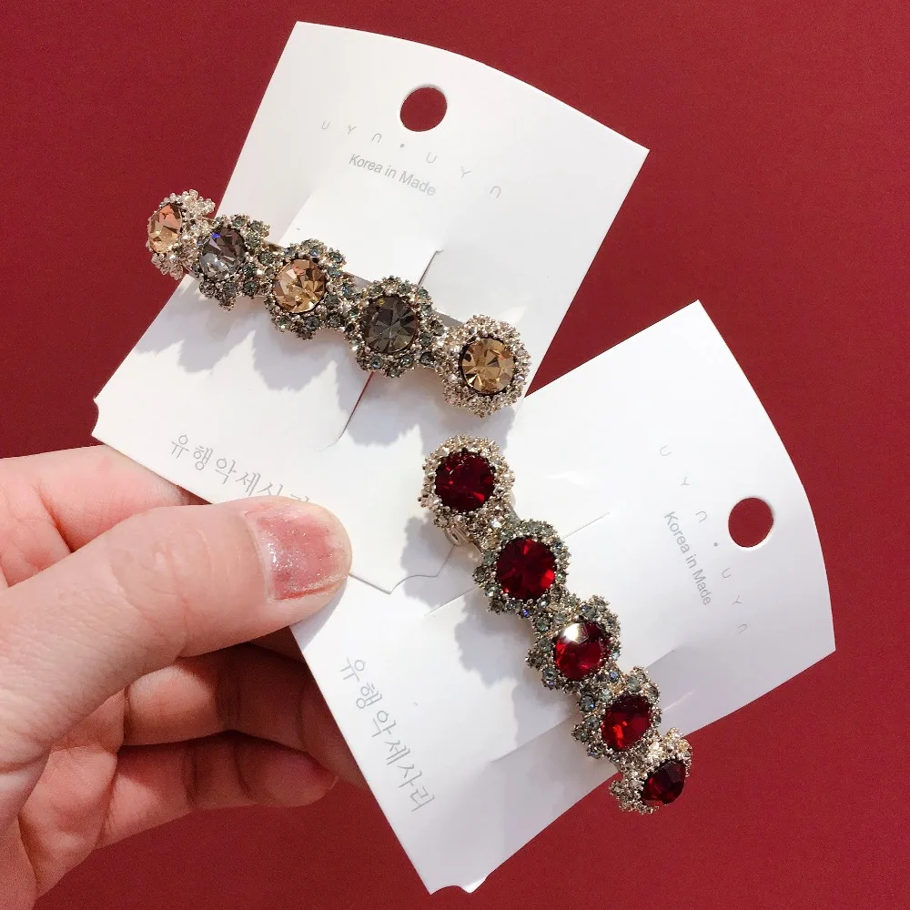 

Korea Full Flowers Crystal Hairpins For Girls High Quality Hair Accessories Rhinestone Hair Clips For Women Hair Bows Hairgrips