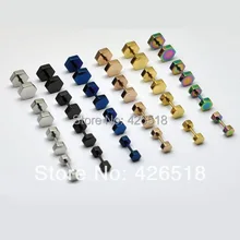 4 5 6 7 8 мм ширина шестиугольник титановая сталь панк мужские пирсинг мужские серьги 6 цветов
