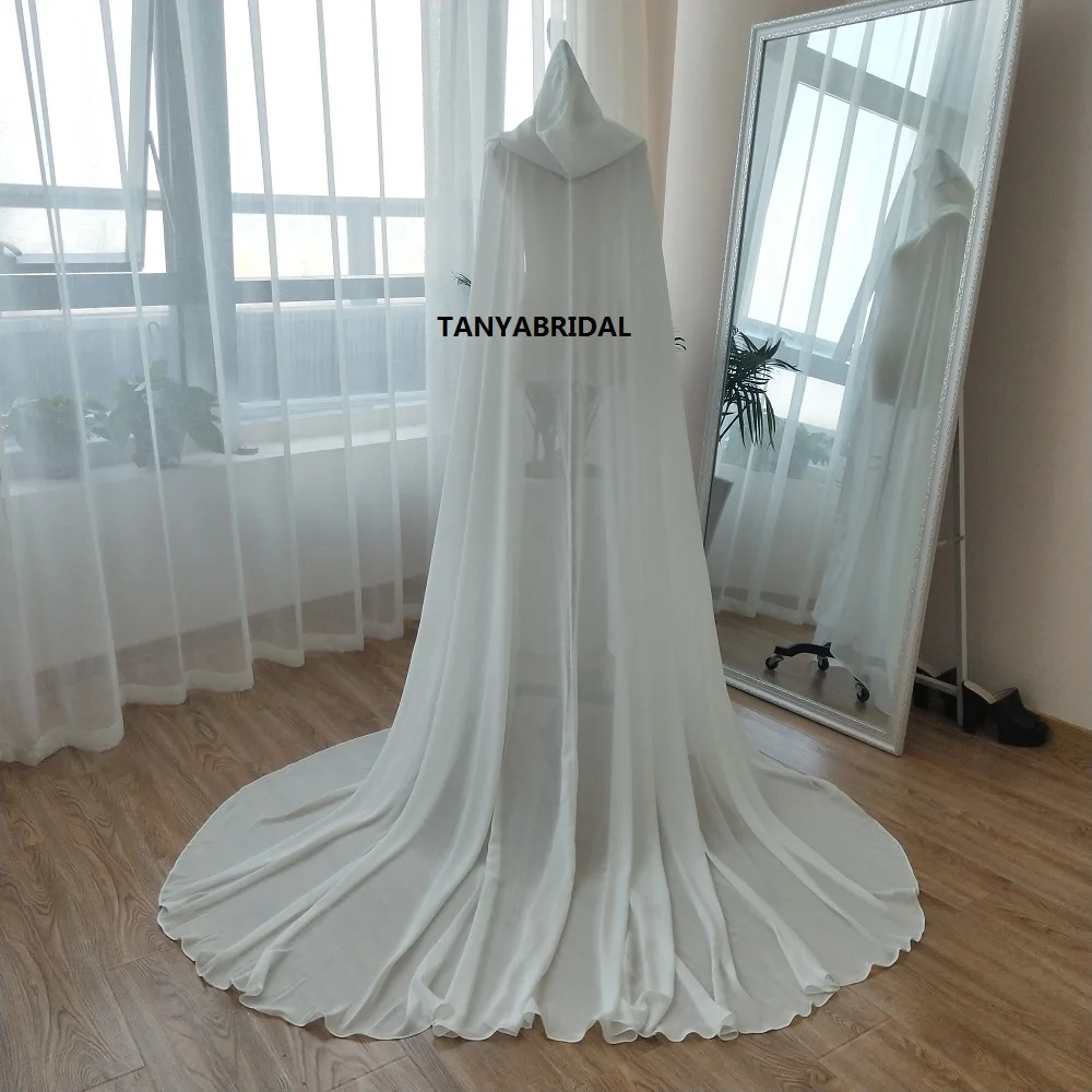 white wedding cape hood